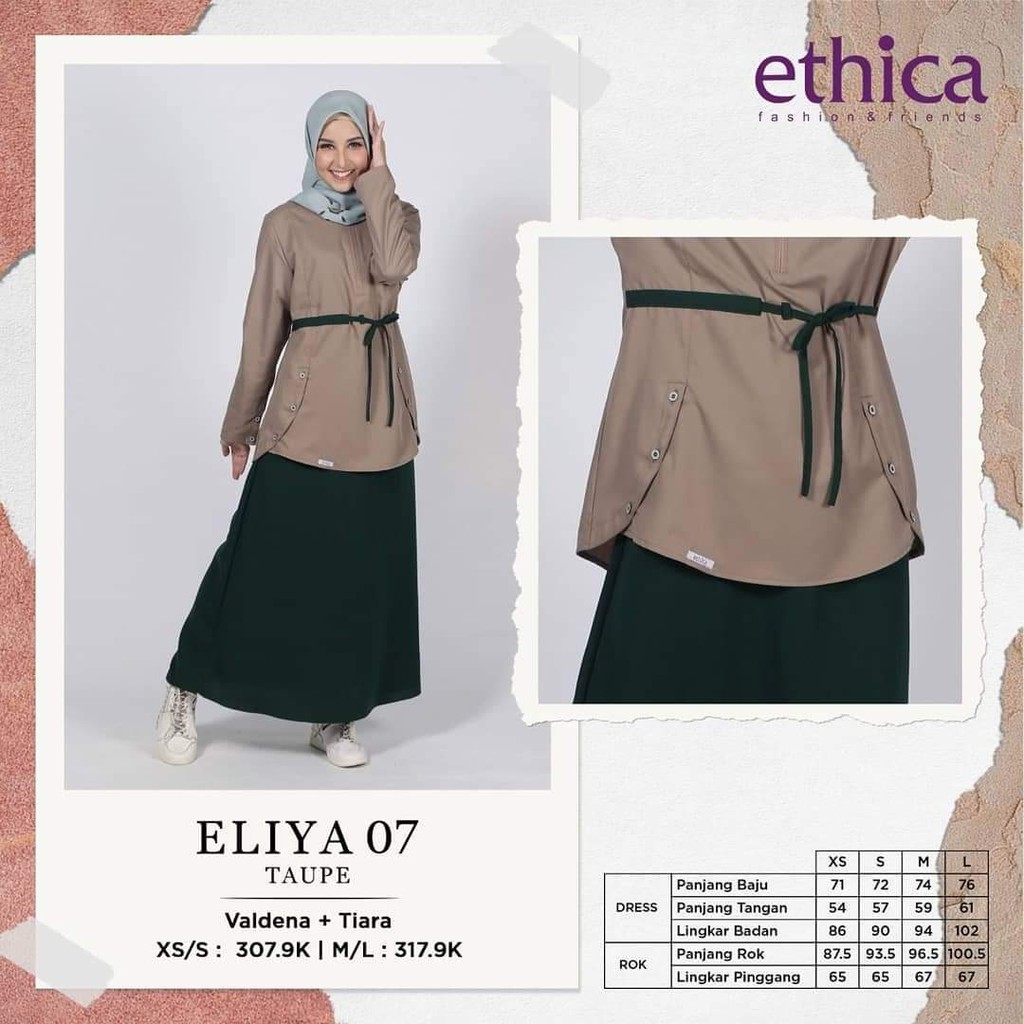 Eliya 07 Setelan Rok Ethica Tunik Maroon Taupe