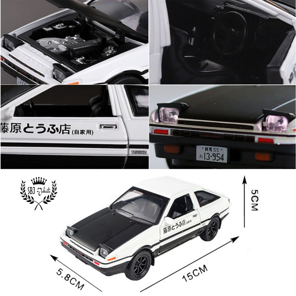 DIECAST MINIAUTO TOYOTA AE86 TRUENO INITIAL D Skala 1:28  ada BOX AKRILIK