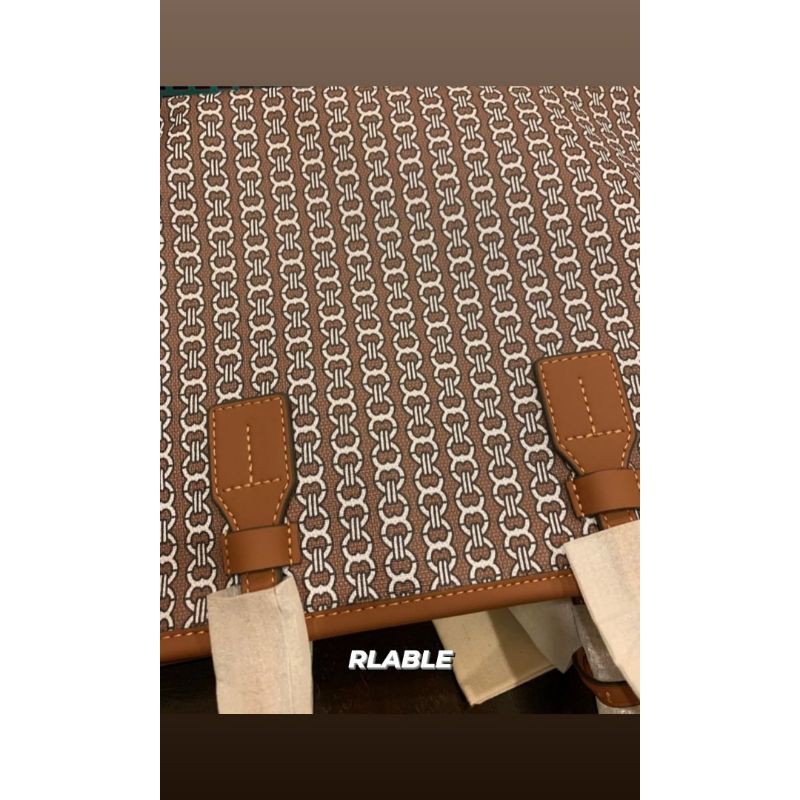 TORY BURCH GEMINI LINK CANVAS TOTE BAG BROWN