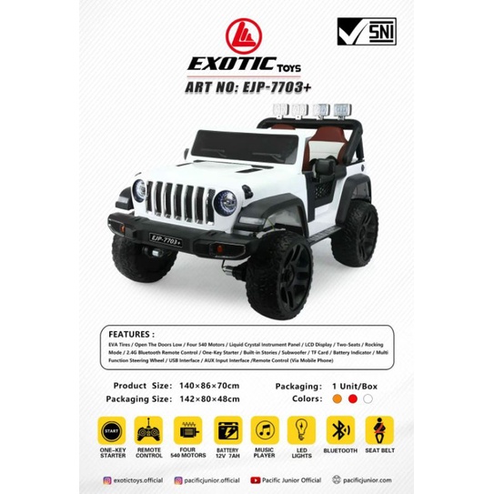 Mobil Aki Anak Jeep Wrangler Exotic White