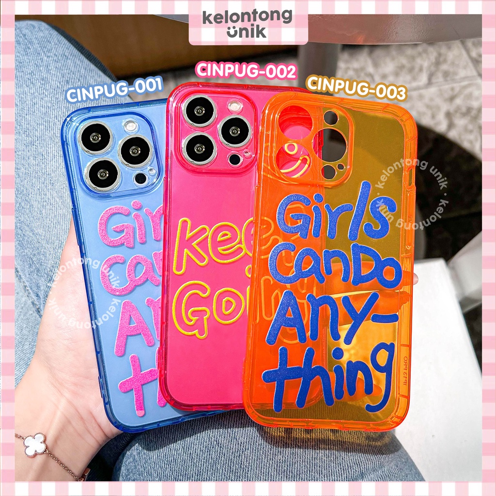 (Seri 1) For iPhone - Girl's Power Neon Shock Proof Case with Camera Protection