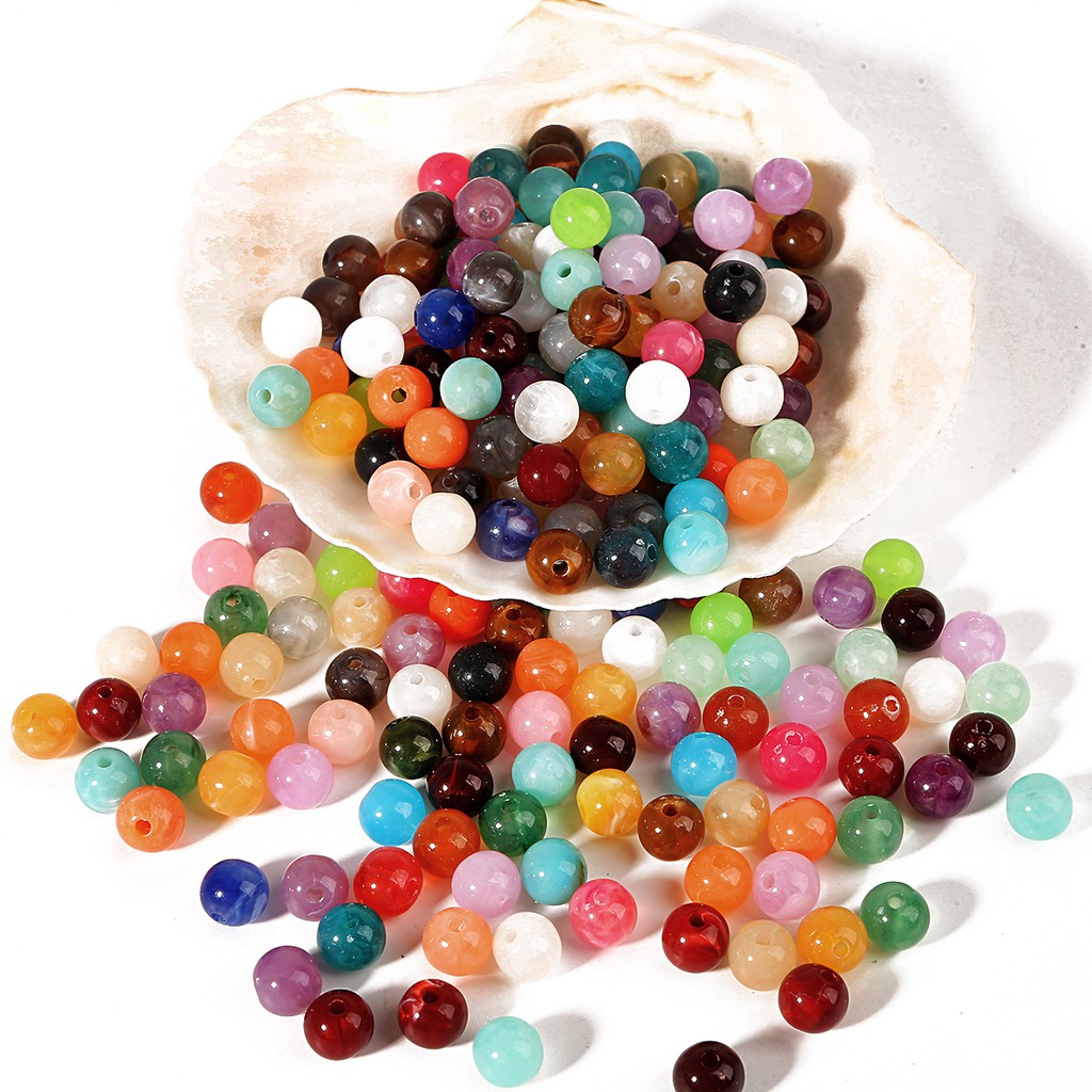 18 Colors 100pcs 6 mm Acrylic Beads Cloud Effect Colorful Spacer Loose Beads Craft DIY Bracelet Jewelry Making Accessories