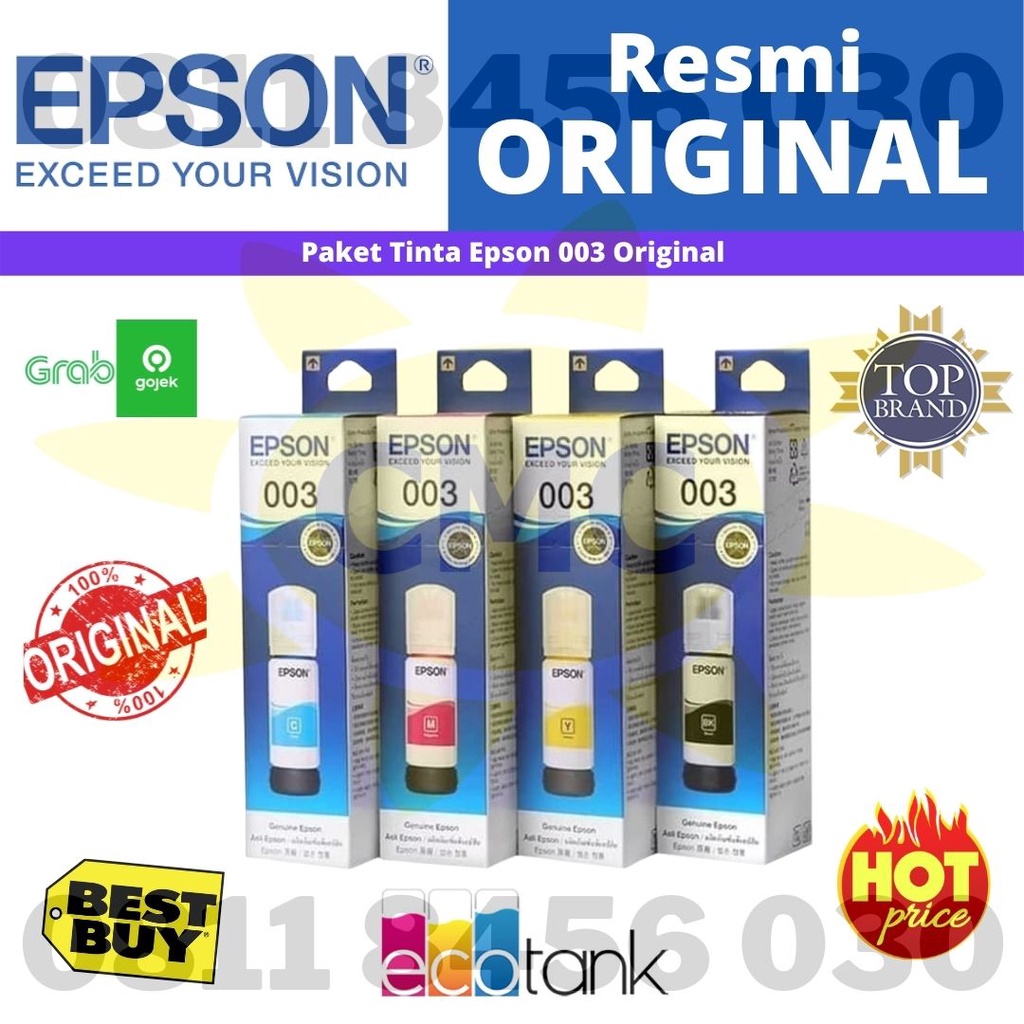 PAKET TINTA EPSON 003 BLACK CYAN MAGENTA YELLOW