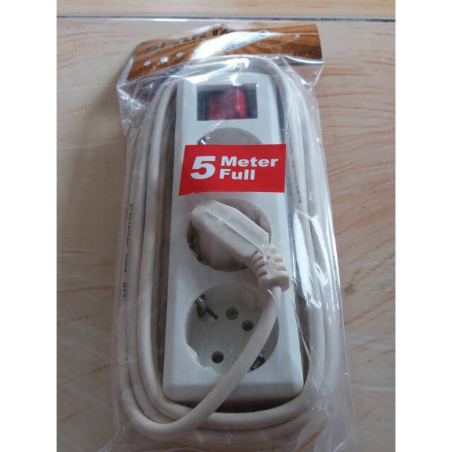 Roll Kabel Listrik 5 Meter Kuningan 3 Lubang / Stop Kontak Terminal CoLokan 3 Lubang