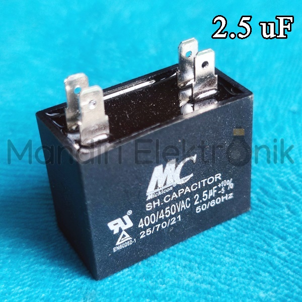 Kapasitor Fan AC 2.5 uf Kaki 4 MC - Kapasitor kotak 2,5 Mikro 4 Kaki merk MC