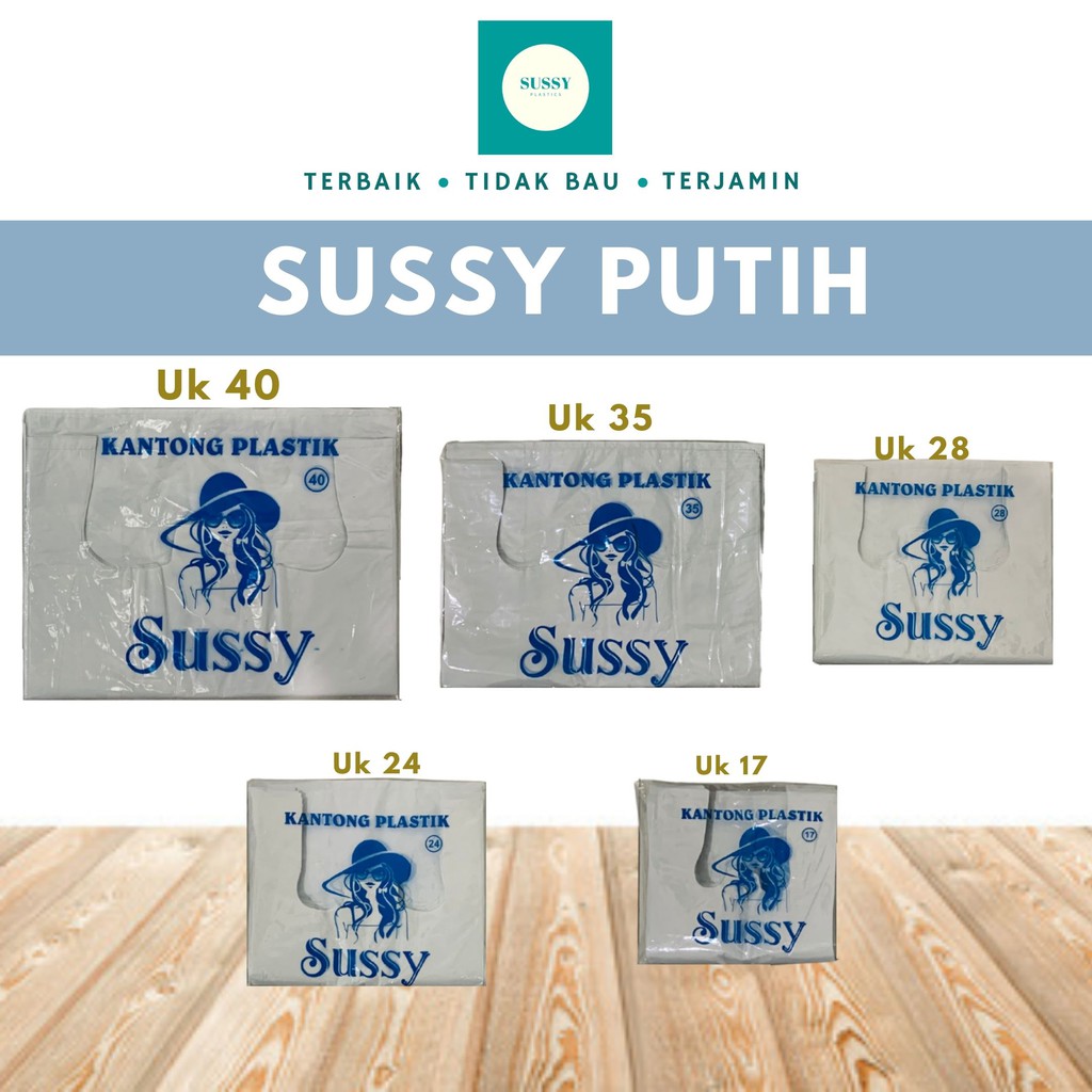 KANTONG PLASTIK KRESEK HD SUSSY 350 GRAM TEBAL PUTIH UKURAN 17 24 28 35 40