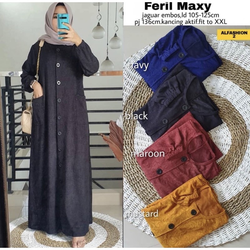 Feril Maxy - Jaguar Dress / Gamis Kaos Brukat Jumbo Busui LD110 XXXXL Arabian Brukat / R.13 - 151-5043