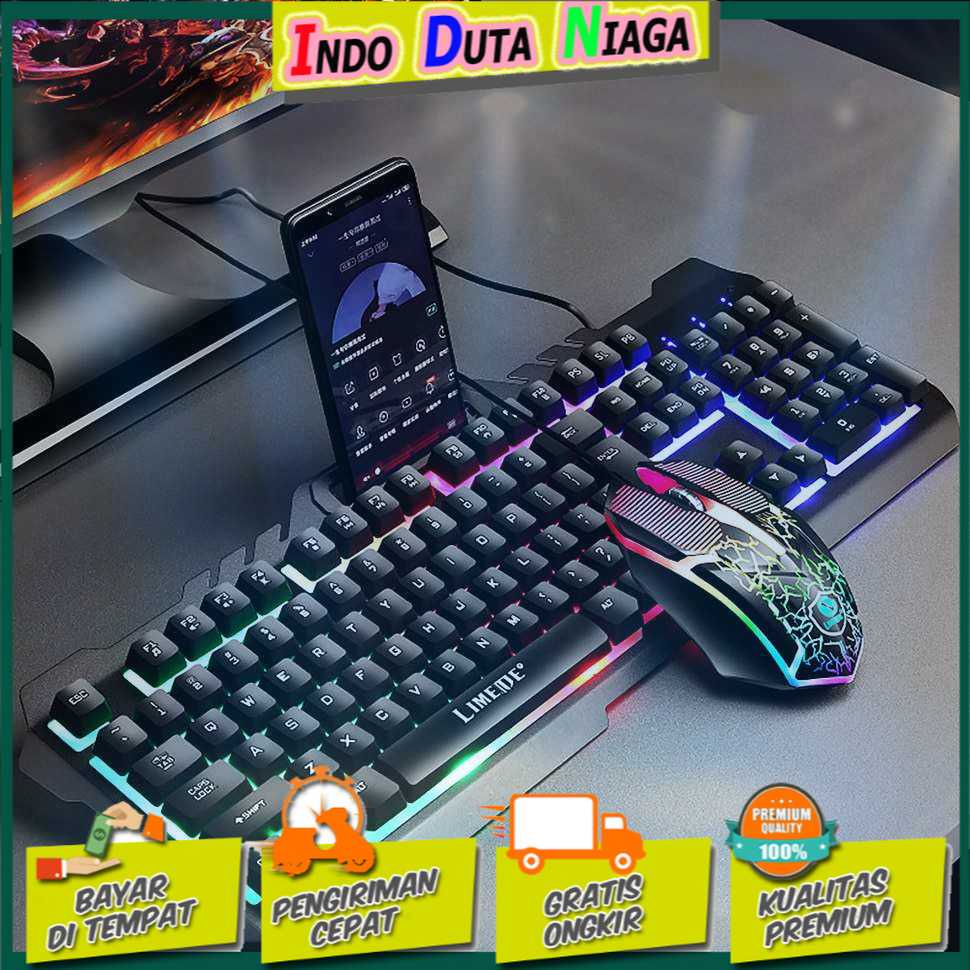 IDN TECH - LIMEIDE Combo Keyboard Gaming RGB with Mouse + Holder Smartphone - T21