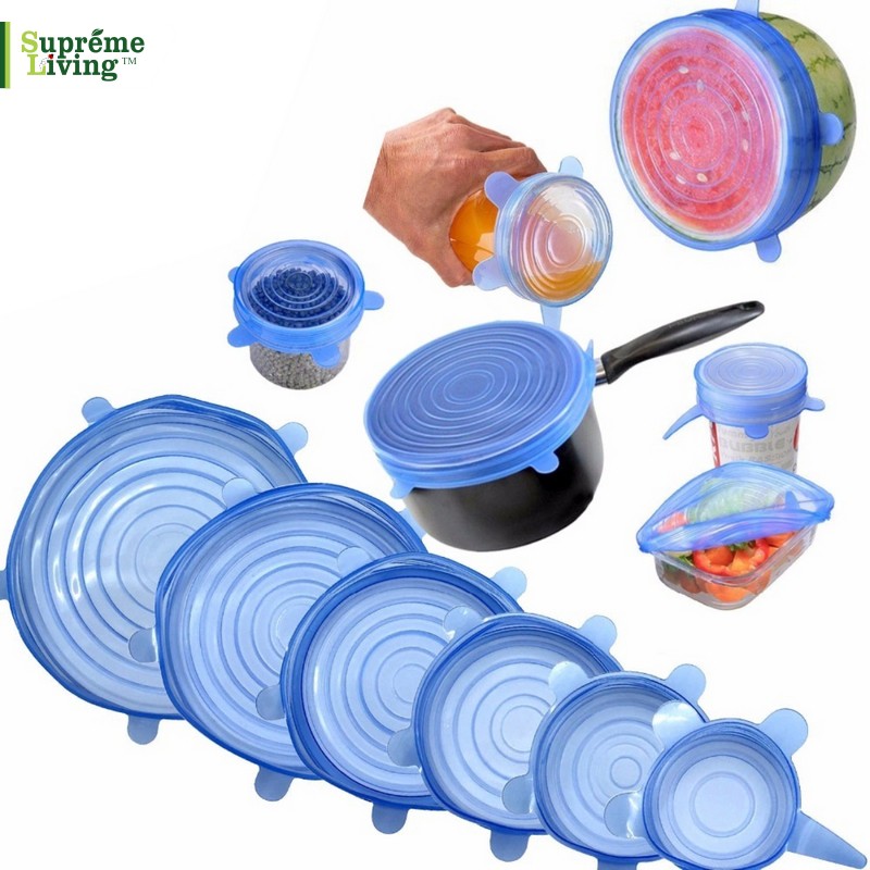 Penutup Panci Mangkuk Gelas Silicone Lid Isi 6 Pcs