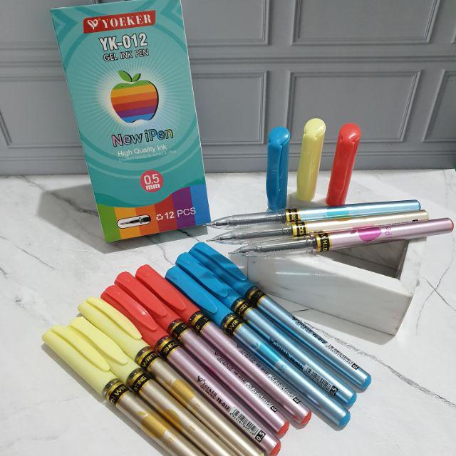 (12pc) Pen Gel Apel /Pen Ipen/Pen murah/pen gel murah/gel pen/bolpen/ballpoint apel-Yk-012
