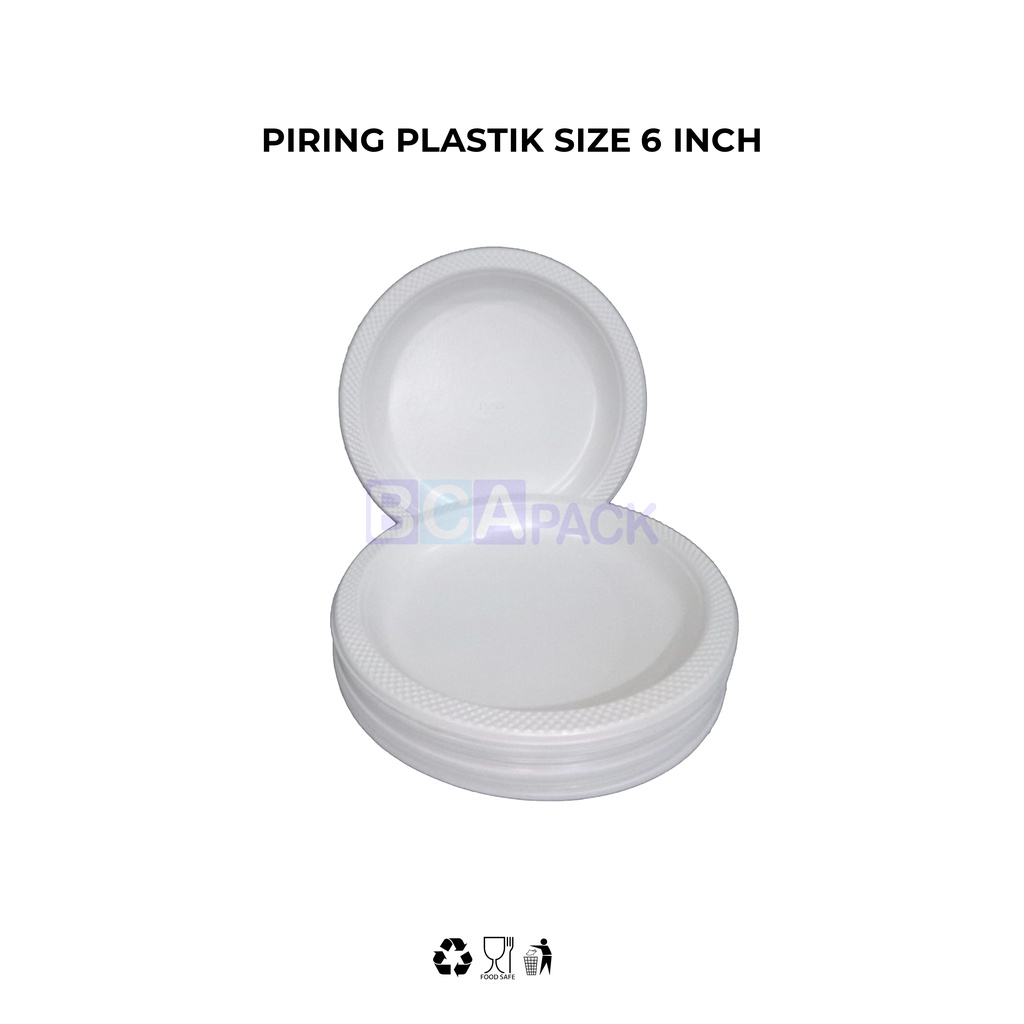 PIRING PLASTIK SIZE 6 INCH - 6 IN UKURAN KECIL PUTIH ISI 50 PCS
