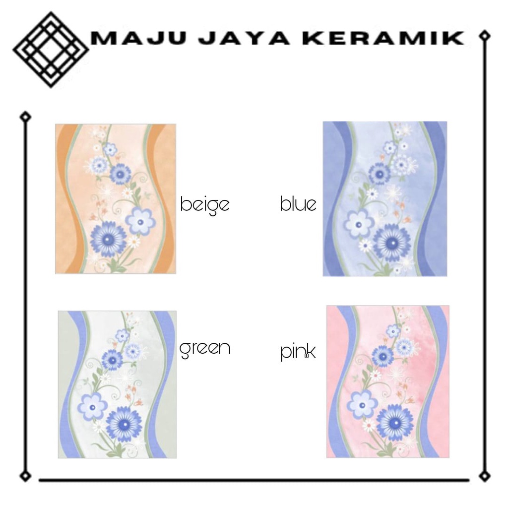 KERAMIK DINDING 20X25 GLOSSY BIRU HIJAU CREAM PINK | KERAMIK KMR MANDI | MULIA CELOSIA