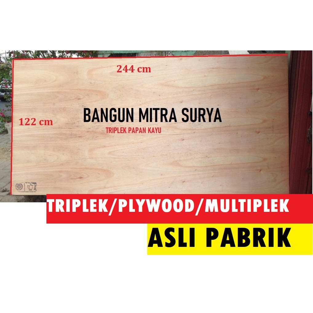 Triplek Multiplek Plywood 122x244 Papan Kayu Meranti Campur Tebal 3mm 5mm 8mm 9mm 12mm 15mm 18mm.