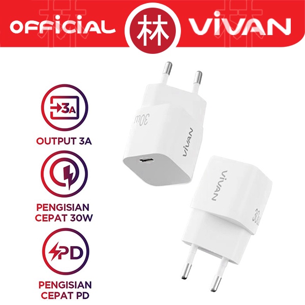 VIVAN Power 30 Fast Charging 30W A Type-C PD Multi Protection Charger