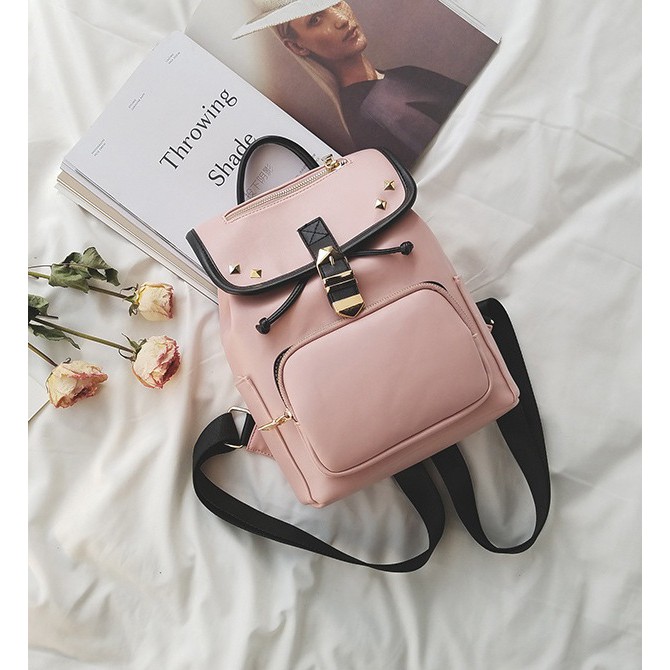 backpack ransel ALDO PINK Studded tas import korea murah tas  lucu tas sekolah tas kuliah embroidery