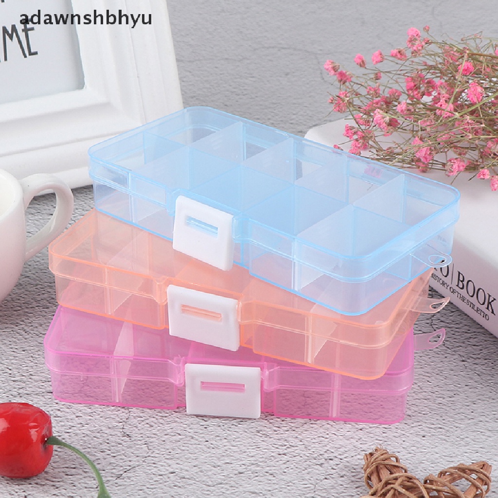 Adawnshbhyu Adjustable 10sekat Kotak Penyimpanan Plastik Perhiasan Screw Organizer Container