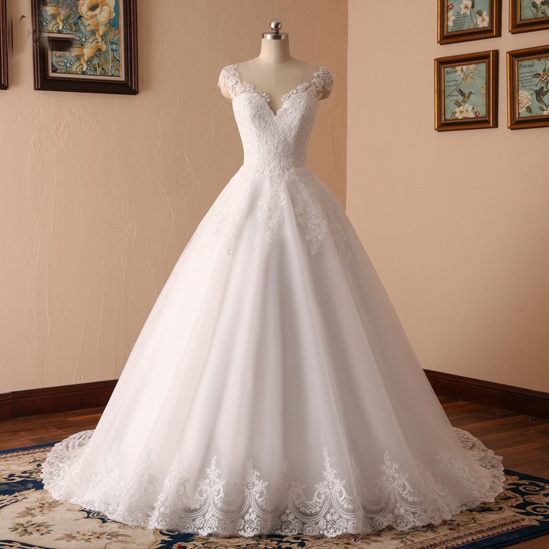 Gaun pengantin / Wedding gown / gaun pengantin putih cheap ballgown renda dress sabrina gaun lengan 