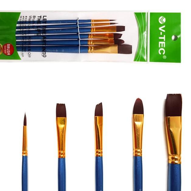 

۝ V-Tec Brush A0080 Set 6 / Kuas Lukis Set 6 ♢