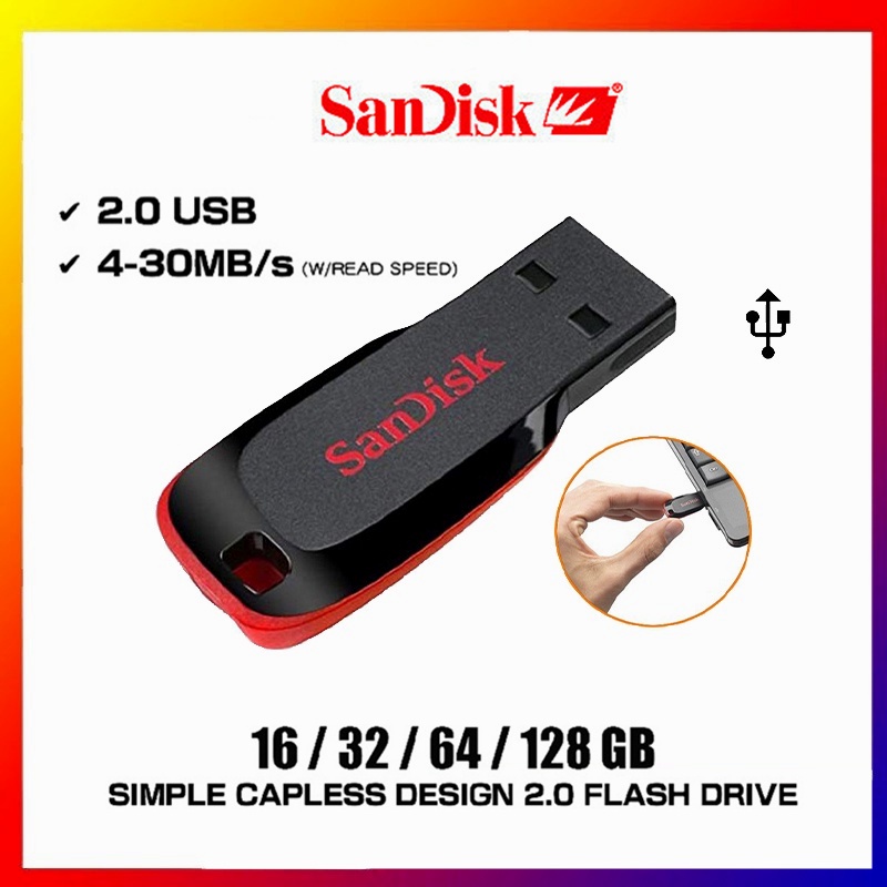 Sandisk CZ50 Flash Disk USB 2.0 1TB Portable Anti Air Kapasitas 128GB