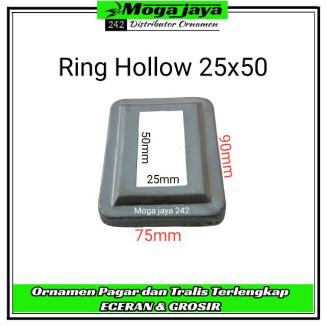 Ring hollow 25x50 mm tapak hollow minimalis ornamen pintu pagar besi