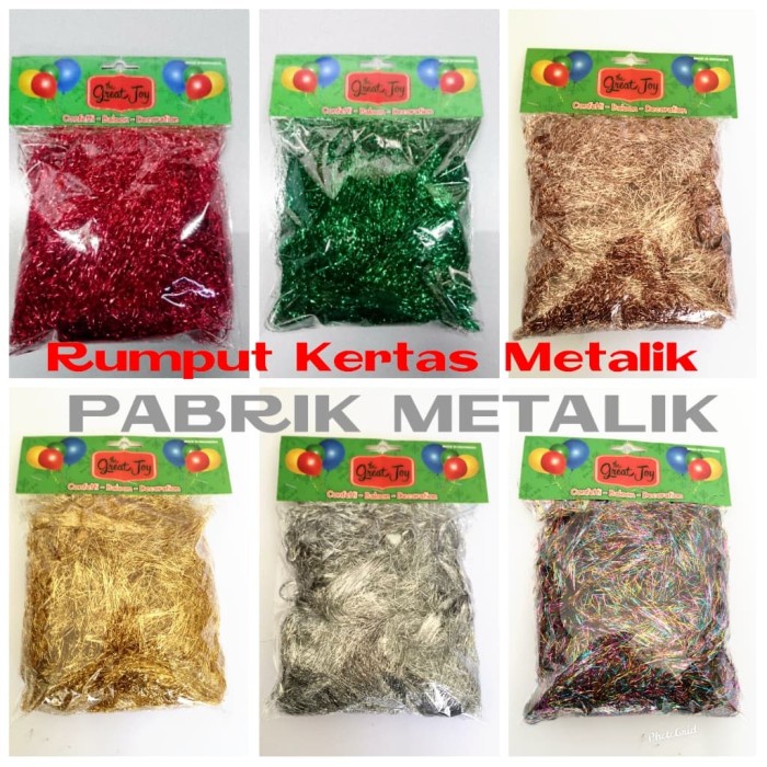 

Rumput Kertas Hias / Dekorasi Natal / Lebaran / Metalik - Murah - silver