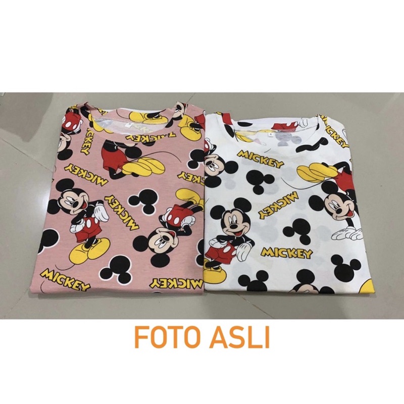 Oversize Tee Tshirt Wanita Motif Mickey Berdiri 1