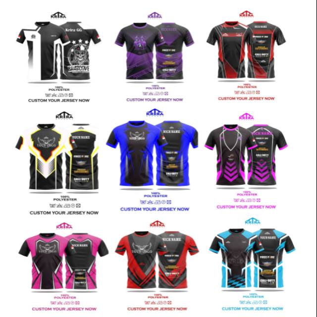 Jersey Custom Kaos Baju Gaming PUBG Mobile E_sport Team Ori, ML, PUBG Free Nickname
