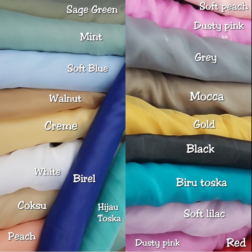 Kain Organza Silk Premium Polos Glowing Bahan Kain Kaca Organdi Meteran