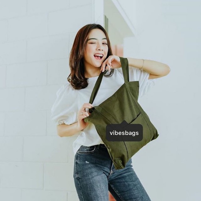 STRAP POCKET ( RESLETING )  (KANVAS TEBAL TOTE BAG )