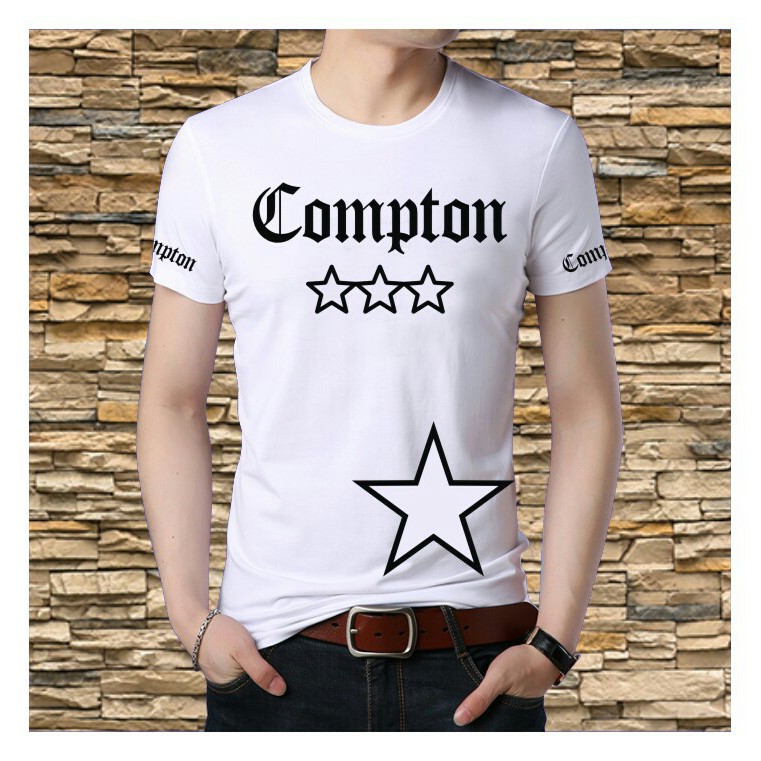 kaos cowok tangan pendek compton