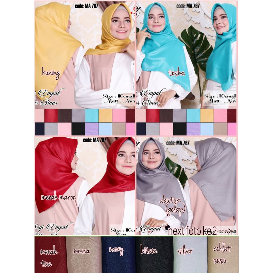 Jilbab Segiempat Miami Satin Motif 3 By Dafanya Original Premium