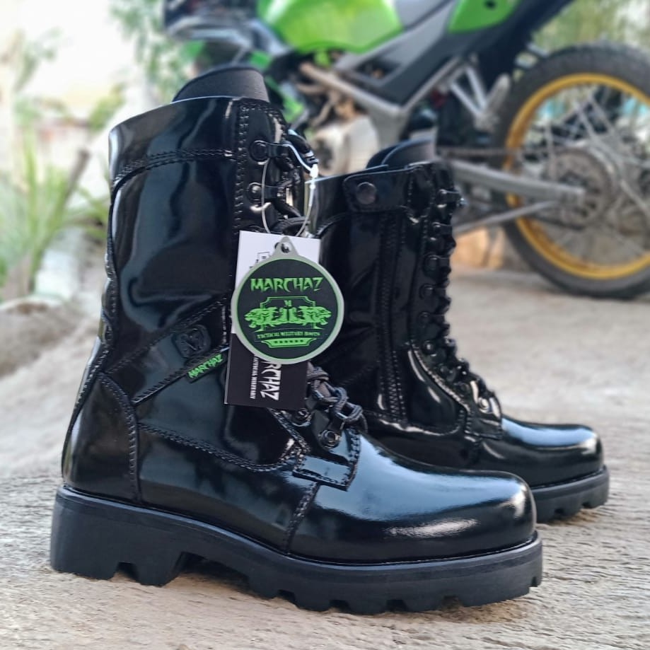 Sepatu PDL Kulit Asli Merk MARCHAZ Sepatu PDL Tni Polri Security Satpam Sepatu Boots Pria Kulit Asli