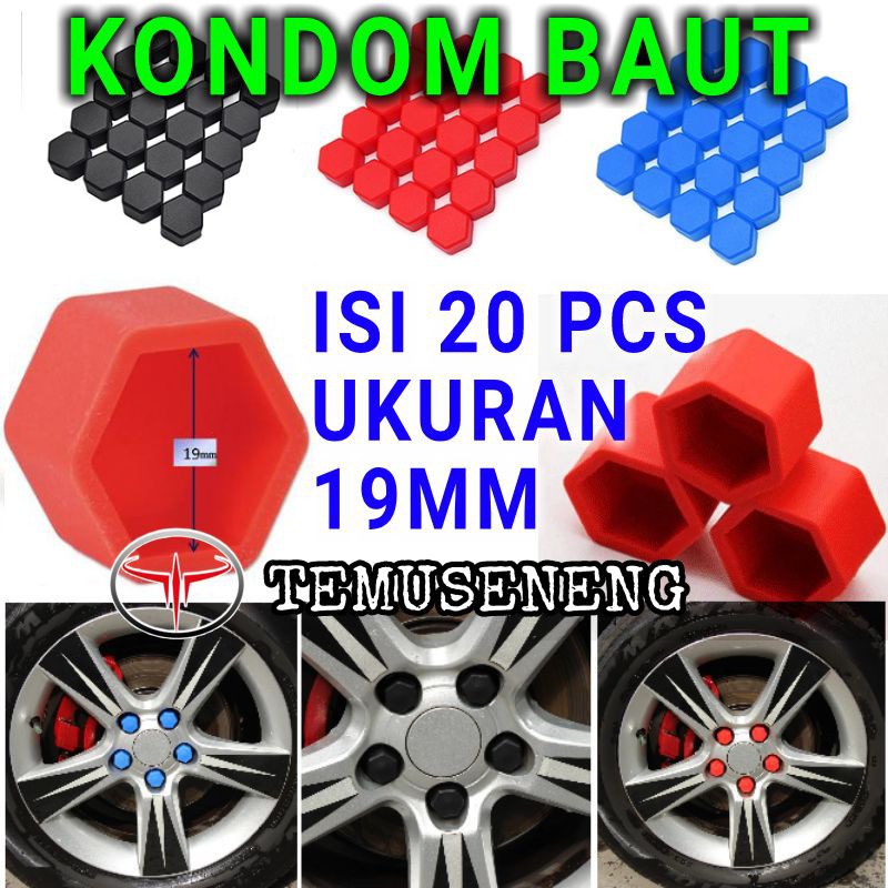 Kondom Baut Mobil 1 Set Isi 20 19Mm Velg Mobil Tutup Baut Cover Silikon Lugnut Karet Murah