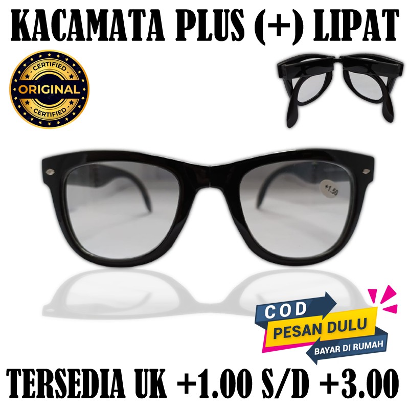 Kacamata Baca Lipat Plus (+) Pria Wanita Uk +1.00- +3.00 Kaca mata Plus Kacamata Rabun Dekat Unisex