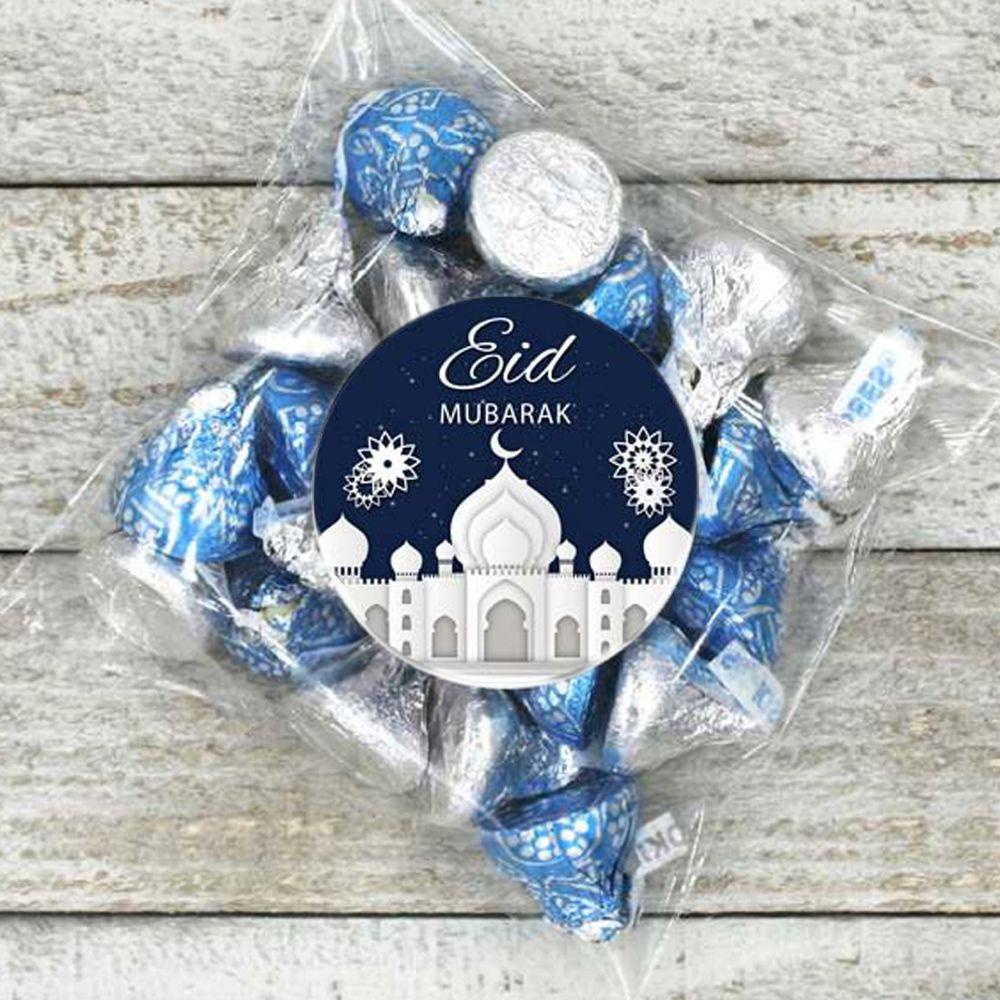 Populer 60/120Pcs Eid Mubarak Stiker Baru Castle Moon Baking Hiasan Kue Kering Permen Tag Perlengkapan Pesta Dekorasi Muslim Islami