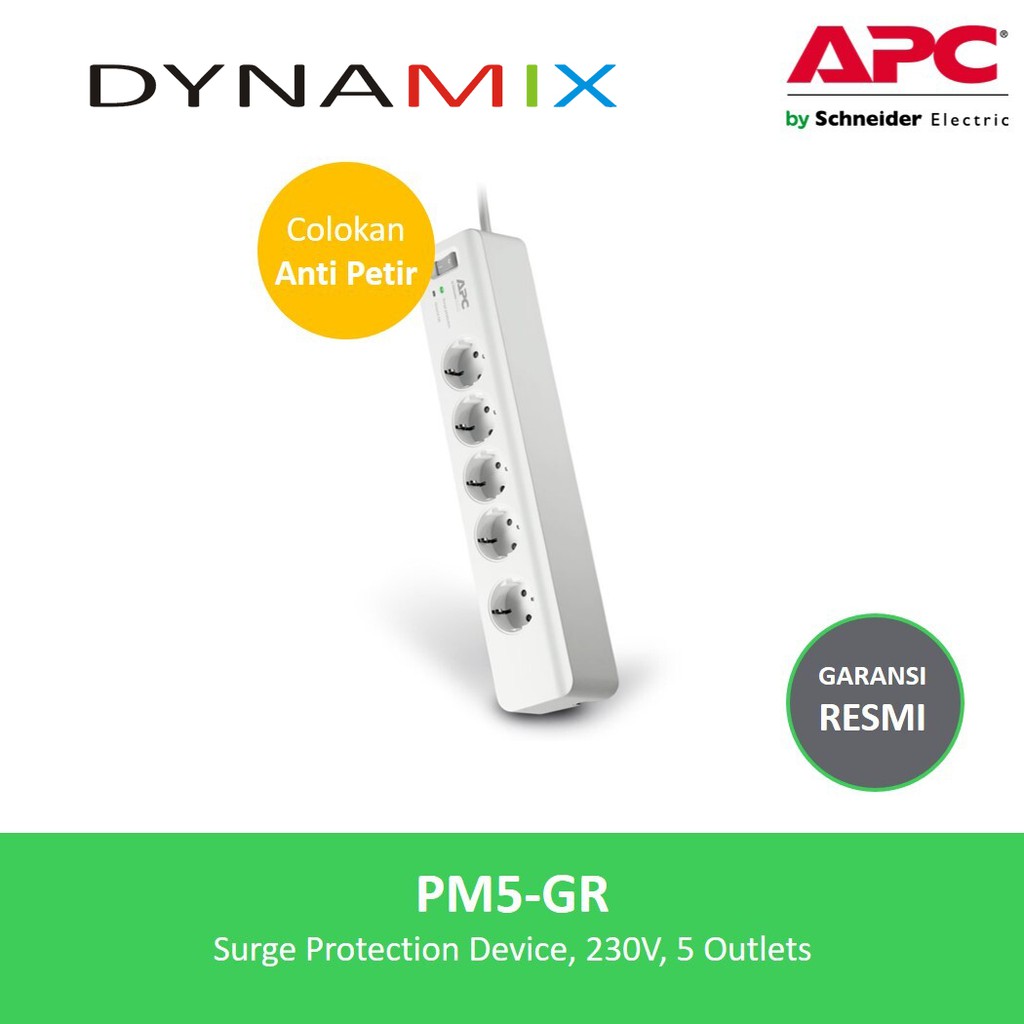 Colokan APC PM5-GR dengan Surge Protector Anti Petir Stop Kontak Multi stop kontak GARANSI RESMI | PM5GR