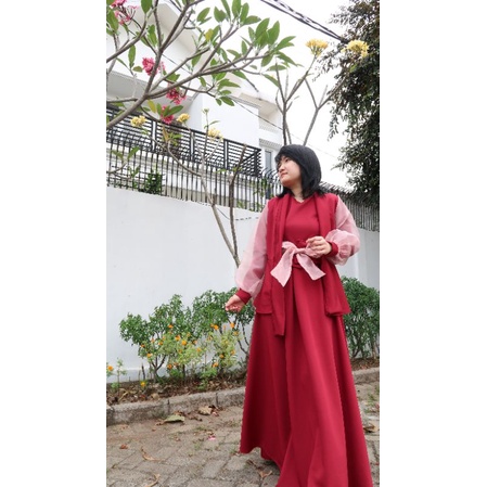 FULLSET GEISHA 70750 Dress + Outer + Obi Titanium Scuba dress muslim prewedding wisuda bridesmaid-6