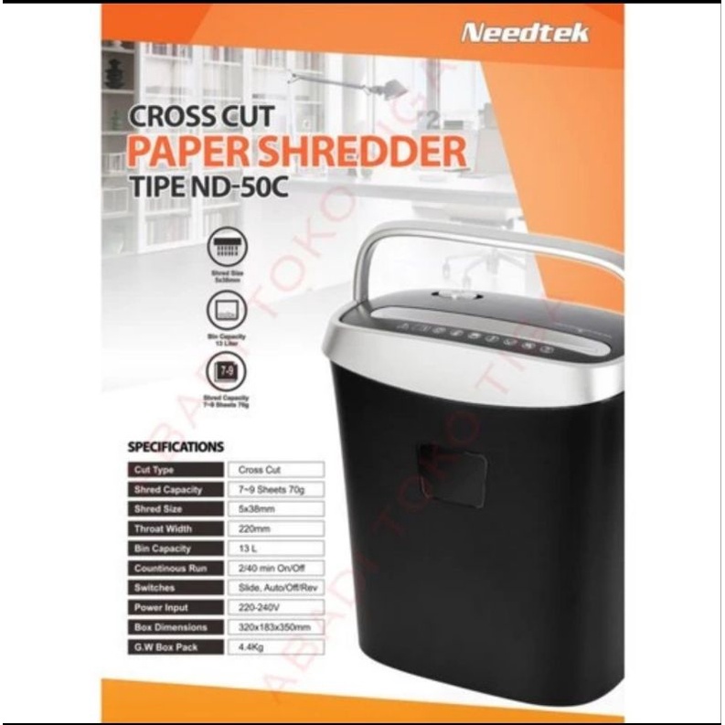 NEEDTEK ND-50C Cross Cut Mesin - Penghancur Kertas Paper Shredder ND500C