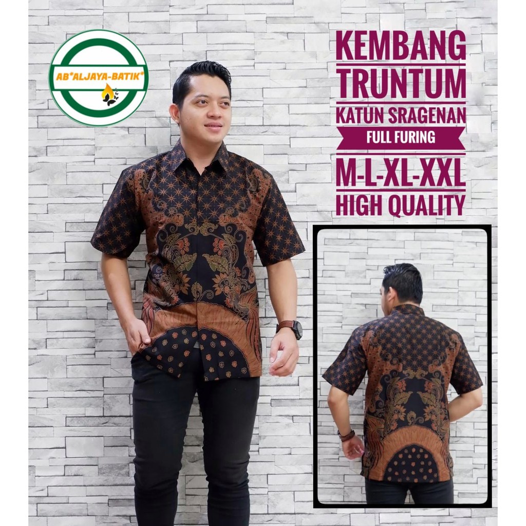 KEMBANG TRUNTUM ALJAYA KEMEJA BATIK SOLO PRIA LENGAN PENDEK PANJANG LAPIS FURING ATASAN PREMIUM MODERN KATUN HALUS TUMURUN EMAS GEBETAN PINK OPO IJO MERAK PUSPITA TRUNTUK PENDEK SEKAR TRESNO PINAYUNG PAMBUDI LUHUR MERAK  KUNCORO ABRIT KEMBANG PARANG