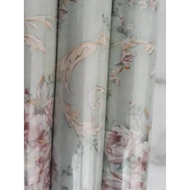 ♦ Wallpaper Dinding Sticker Dinding Hijau Tosca Bunga Mawar ✪