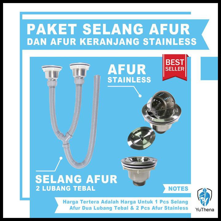 Paket Afur Stainless Dan Selang Afur Bak Cuci Piring Double