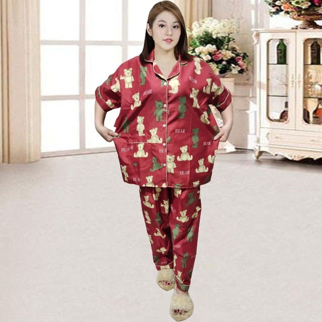 PIYAMA CP JUMBO SIZE XXL/KARAKTER/PIYAMA CPJUMBO STARMOON/BAJU TIDUR-TEDDY BEAR MARON
