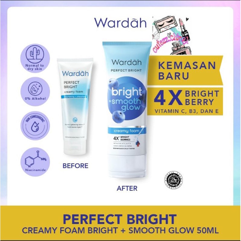 ☃Cutezz_Ching1☃&quot;New&quot;Wardah Perfect Bright Creamy Foam Brightening+Smoothing/+Oil Control 50ml