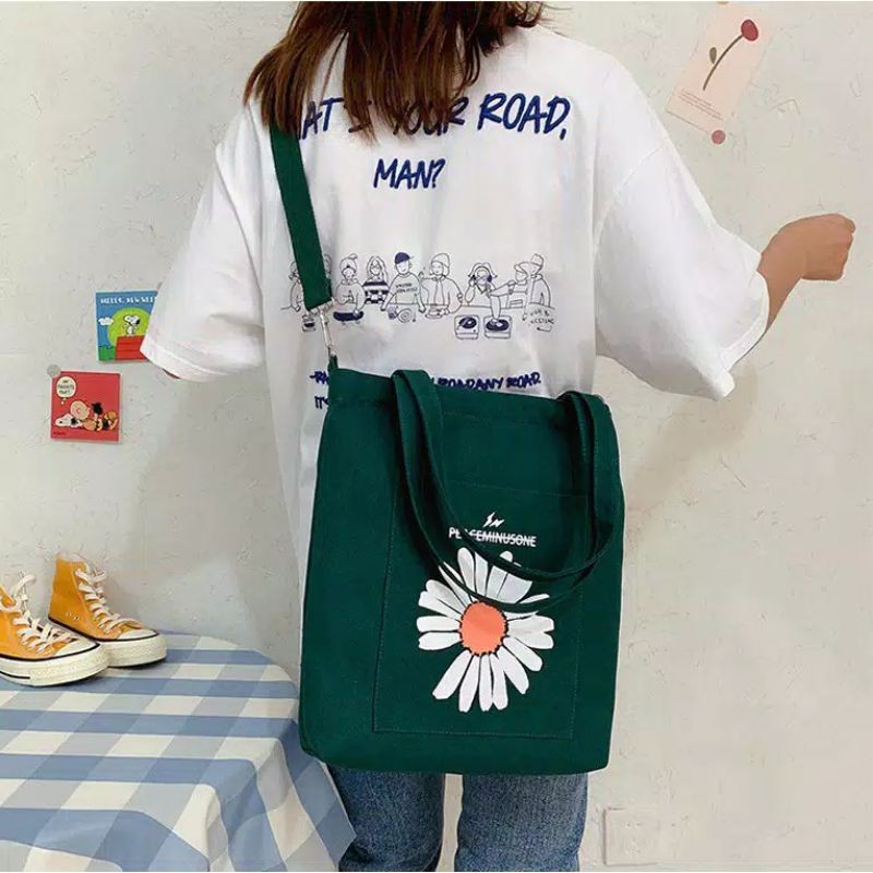 Totebag Daisy Tas Selempang Kanvas FREE GIFT