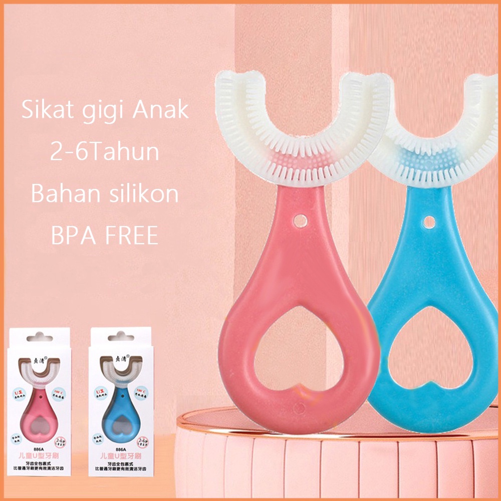 HIPPO LAND Sikat gigi betuk u anak Bahan silikon / Training Toothbrush 301
