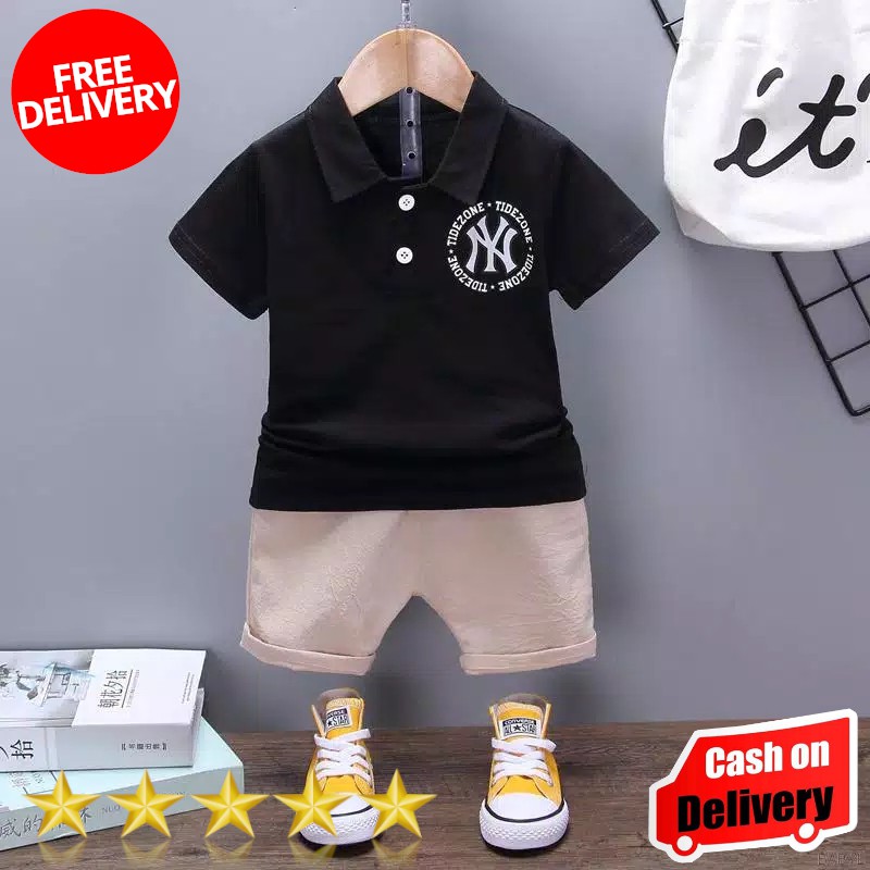 VISION ONLINE-NY POLO SET/SETELAN BAJU BAYI ANAK LAKI LAKI MURAH IMPORT/ KEMEJA/CELANA PENDEK KATUN