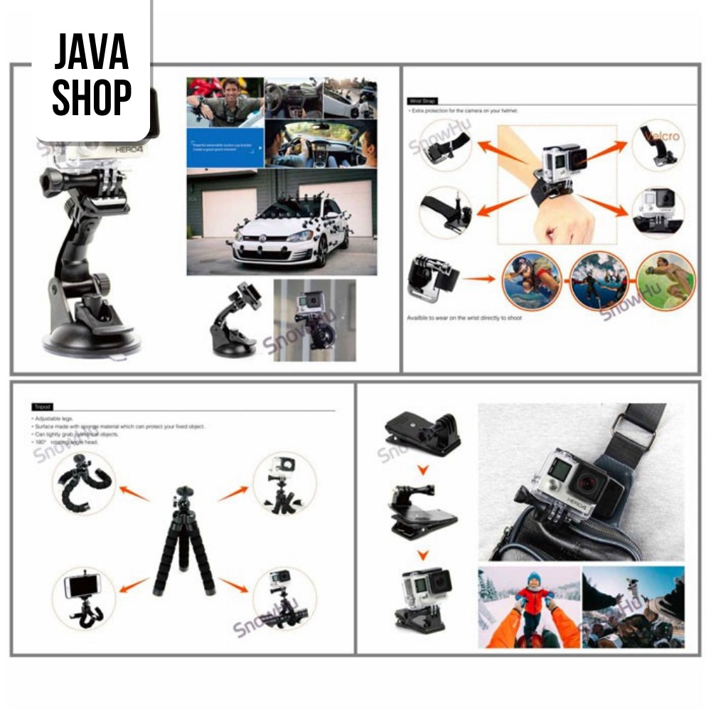 JAVASHOP Aksesoris Kamera Gopro Lengkap Full Set For Action Cam Xiomi Yi