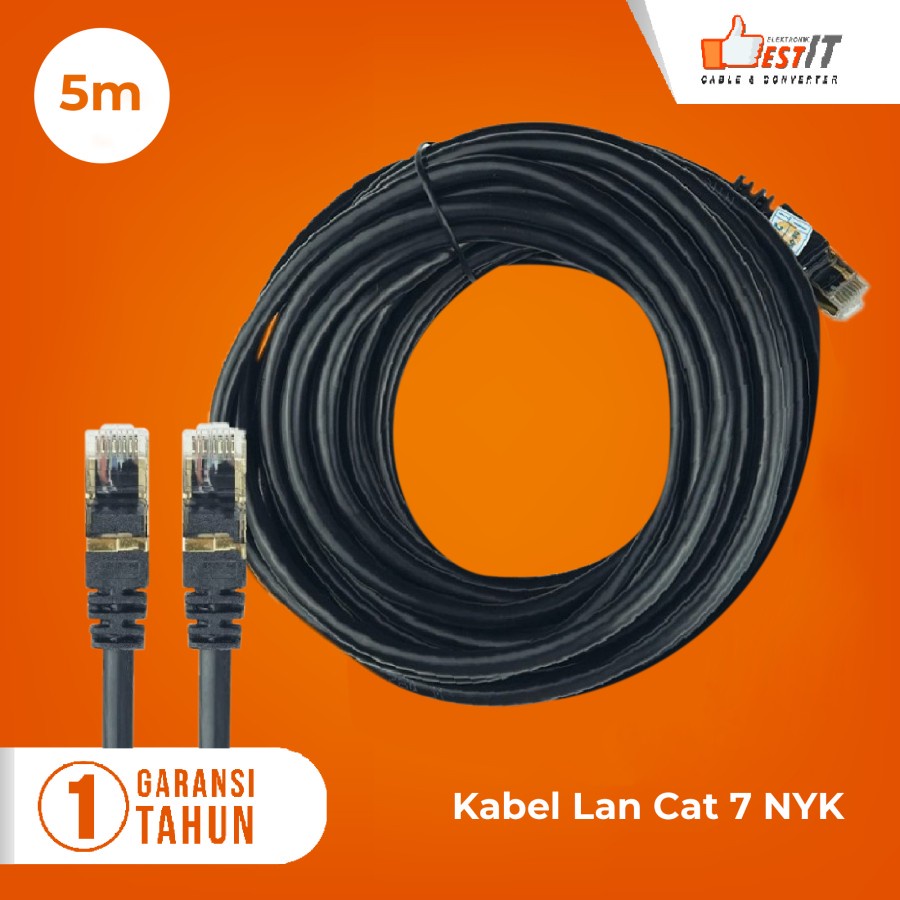 Kabel Lan SSTP Cat7 Ethernet Network 10Gbps Gold Plated RJ45 5 Meter NYK