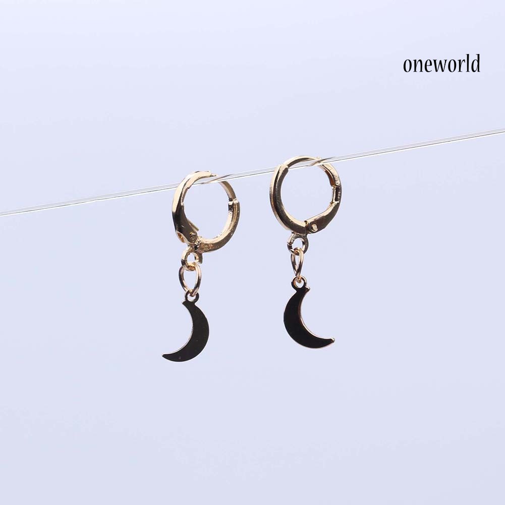 OW@ Exquisite Meniscus Pendant Loop Earrings Dangle Women Jewelry Charm Gift Decor