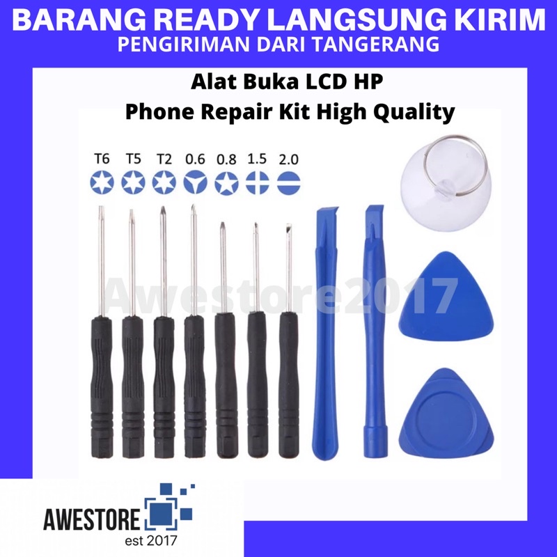 12 Pcs Alat Buka LCD HP Bongkar Layar Service Iphone Android Obeng Set Servis